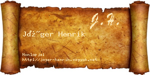 Jáger Henrik névjegykártya