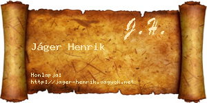 Jáger Henrik névjegykártya